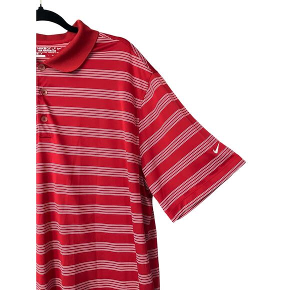 Nike Golf Tour Performance Men's Red/Wht Striped Short Sleeve Polo Casual SZ XXL - Picture 4 of 8